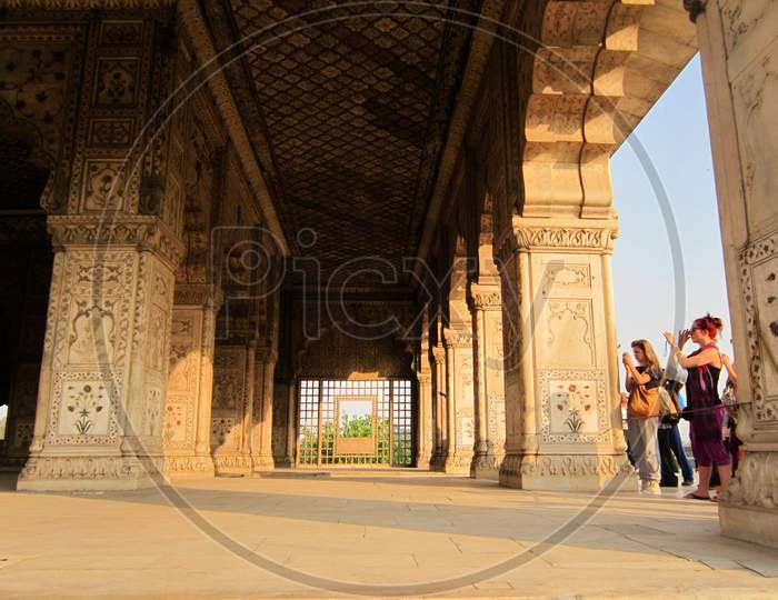 New Delhi, India - January 2019: Inside View Of The Red Fort