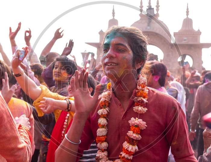 Colorful Holi festival at Barsana, India
