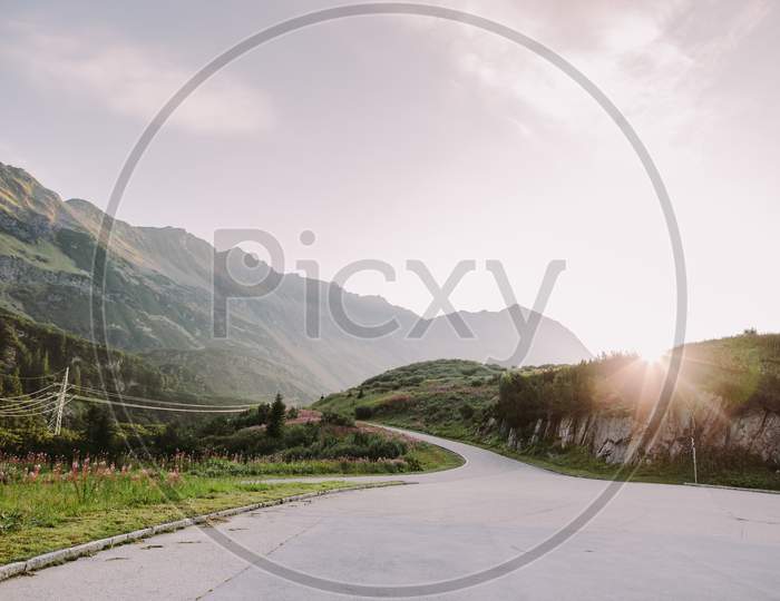 Highway Road In Mountains