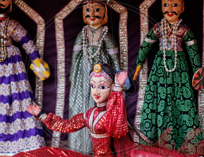 Traditional Rajasthani Doll Dance Puppet Show, Kathputli Dance, In Jaipur, Rajasthan, India