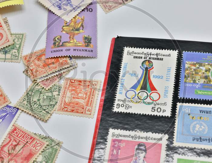 MANDALAY/MYANMAR(BURMA) - 29th July, 2019 : Different kind of Burma Stamps.