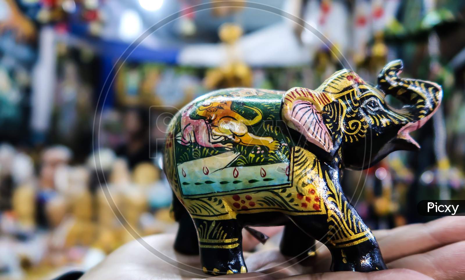 A colourful handmade Elephant sculpture