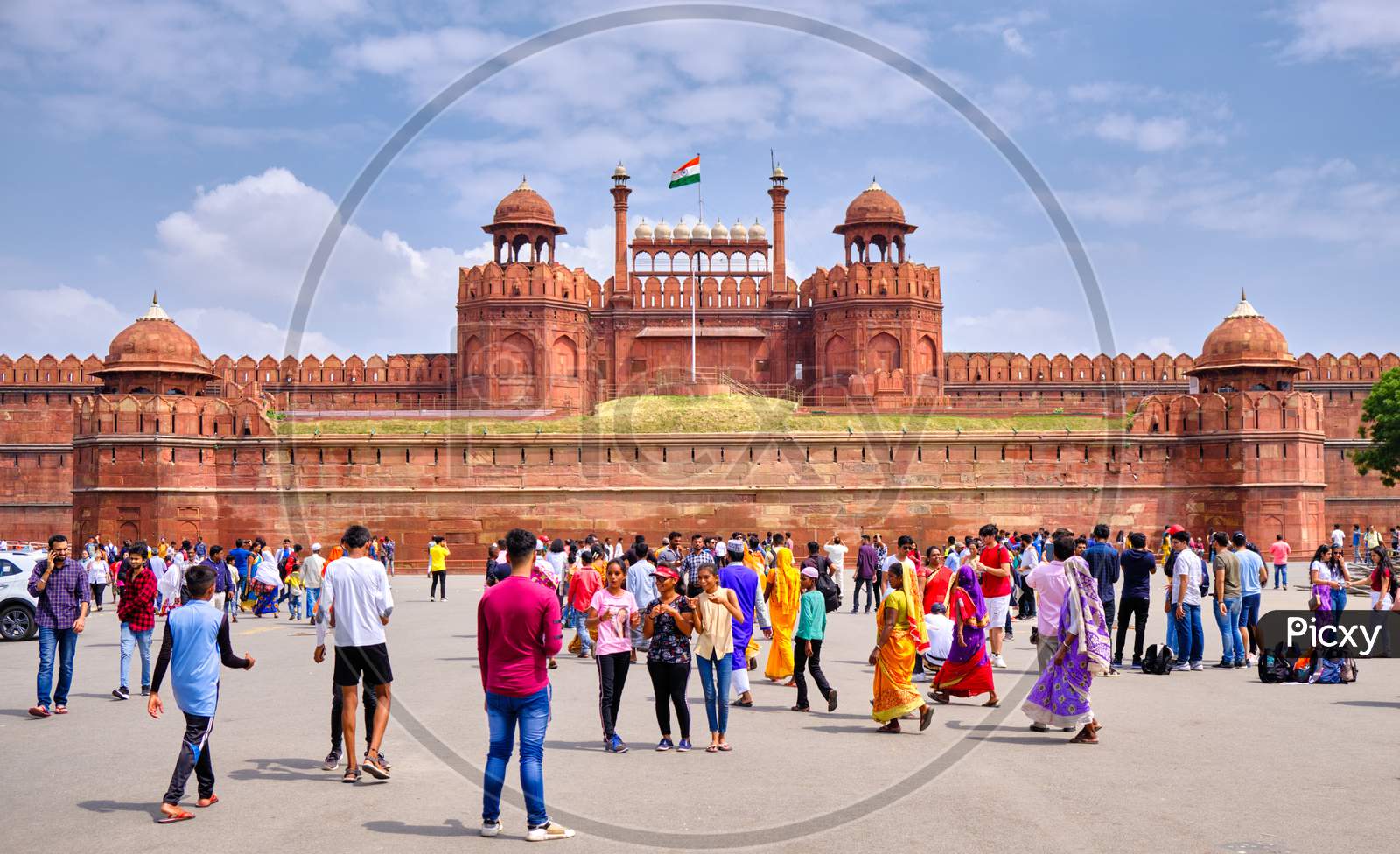 Tourists Visiting The Red Fort In Delhi, India