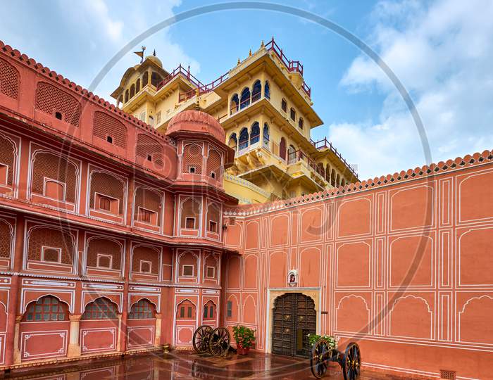 Chandra Mahal And The Sarvato Bhadra Courtyard In Jaipur City Palace In Rajasthan, India