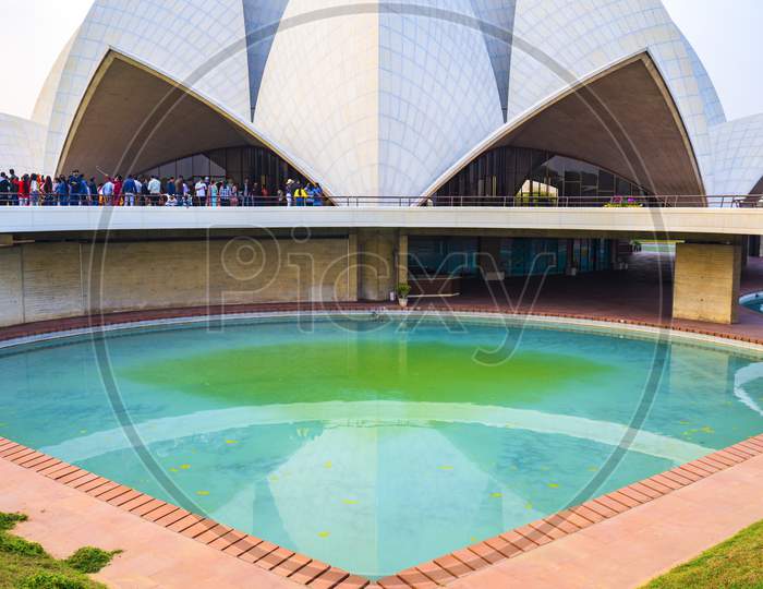 The Lotus Temple, located in Delhi, India, is a Bahá'í House of Worship