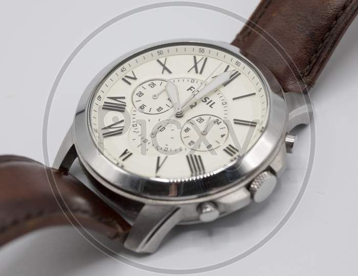 Fossil Watch on a White Background