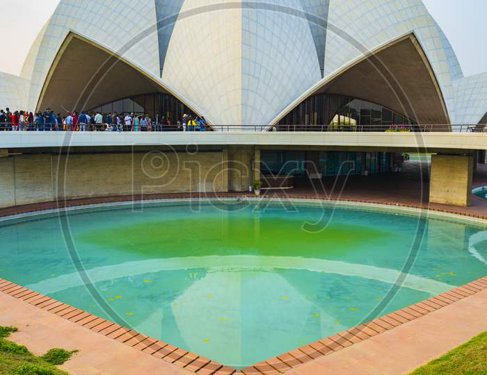 The Lotus Temple, located in Delhi, India, is a Bahá'í House of Worship
