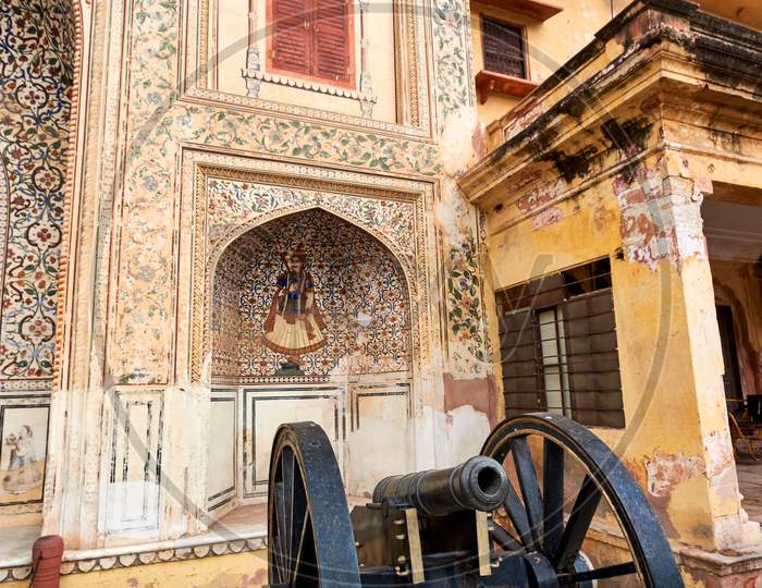 Old Cannon In Jaipur City Palace In Jaipur, Pink City, Rajasthan, India