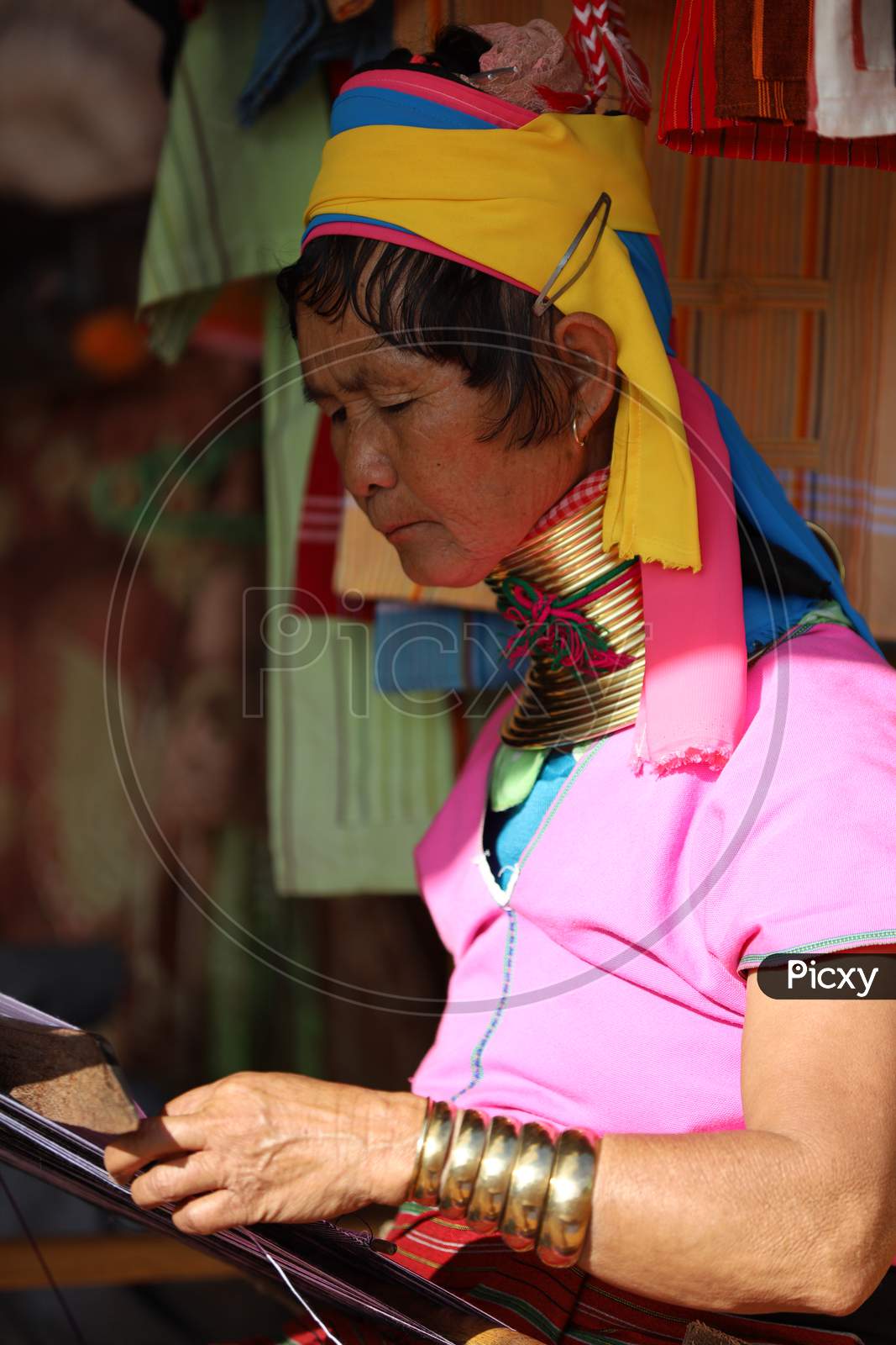 An Old Myanmar Women with Neck Rings