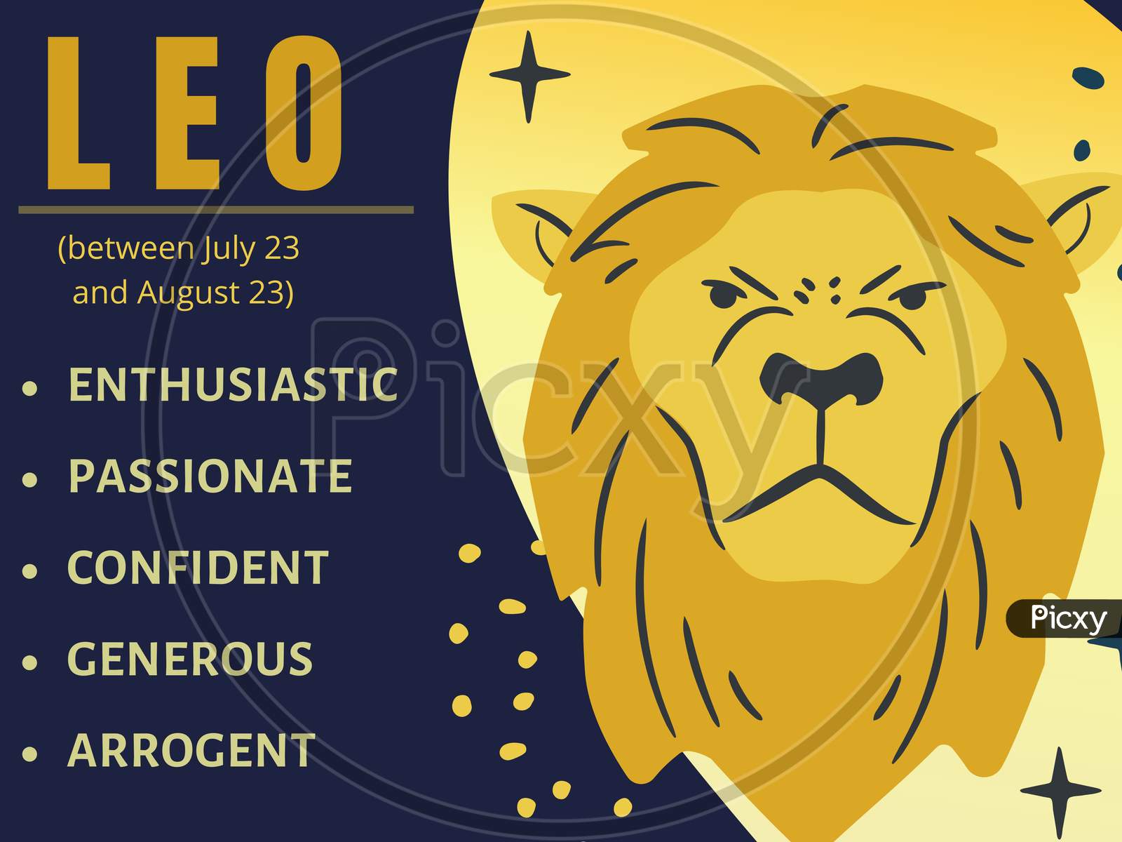 Image Of Leo Zodiac Sign In Dark Blue Background Astrology Illustration Rt Picxy