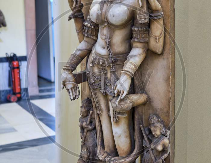 12Th Century Statue Of Saraswati, Hindu Goddess Of Knowledge And Learning In National Museum Of India In New Delhi