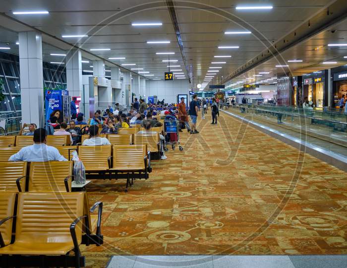 Terminal 3 Departures Hall At The Indira Gandhi International Airport In New Delhi, India