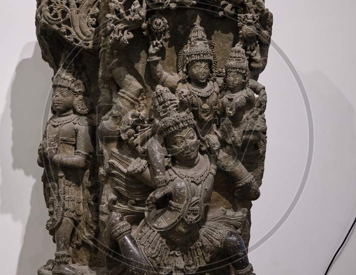 Stone Relief Of Hindu Deity Lakshmi Narayan, Manifestation Of Vishnu, In The National Museum Of India In New Delhi