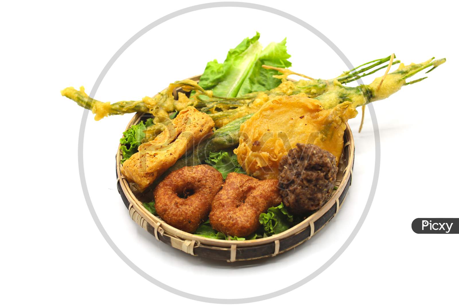 Burmese Dish served in a Plate with White Background