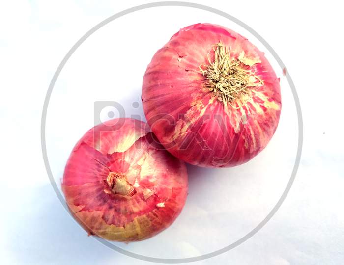 fresh healthy red onion isolated on white background