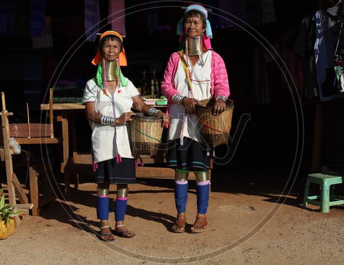 A couple of Old Myanmar Women's with Neck Rings