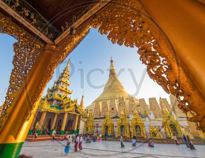 YANGON/MYANMAR - 26th Aug, 2019 : Shwe Dagon Pagoda, Yangon, Myanmar.