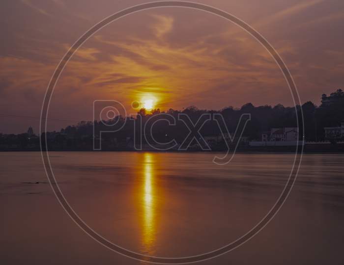 Image of Sunrise and Sunset Abstract nature background.Moody pink ...