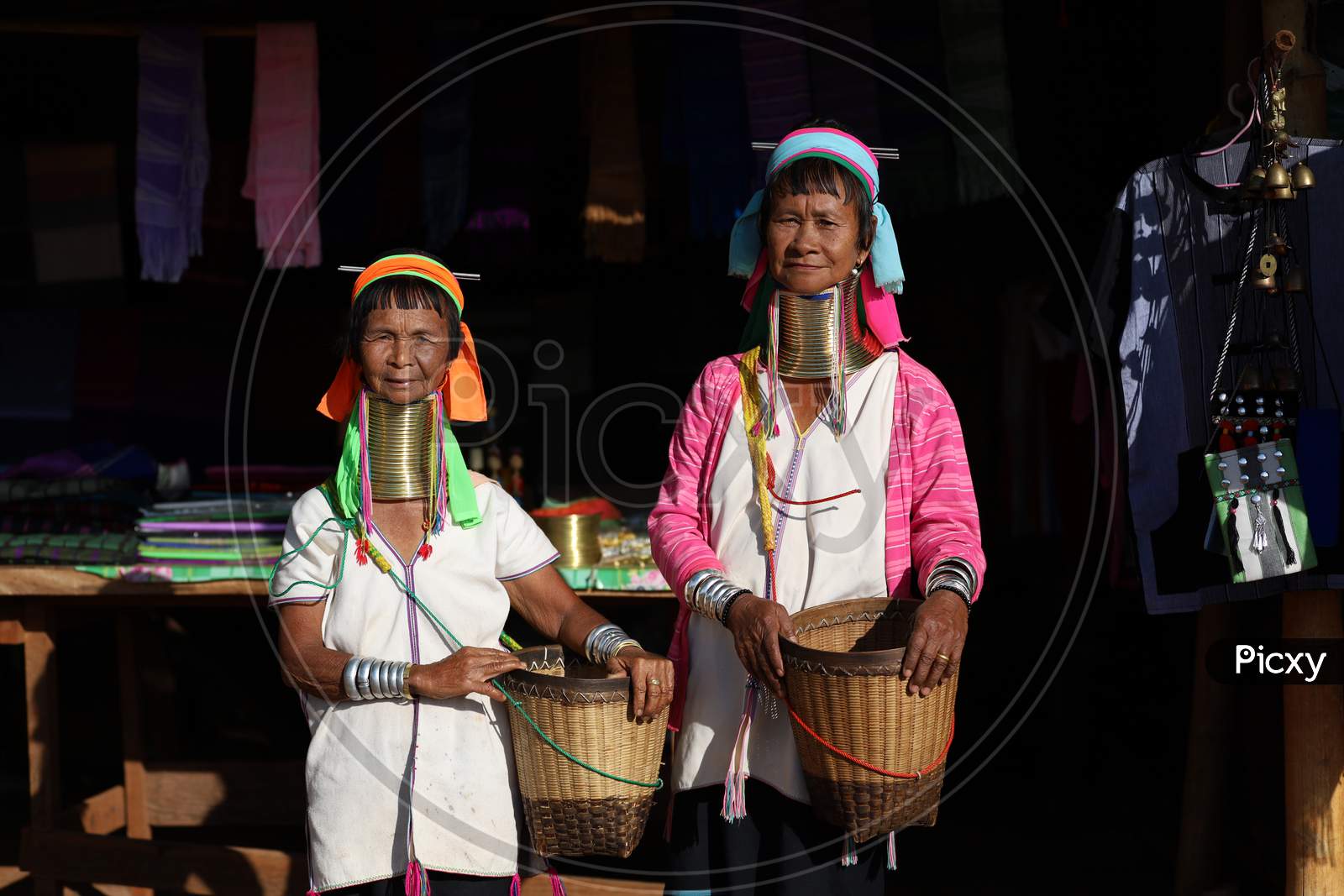 A couple of Old Myanmar Women's with Neck Rings
