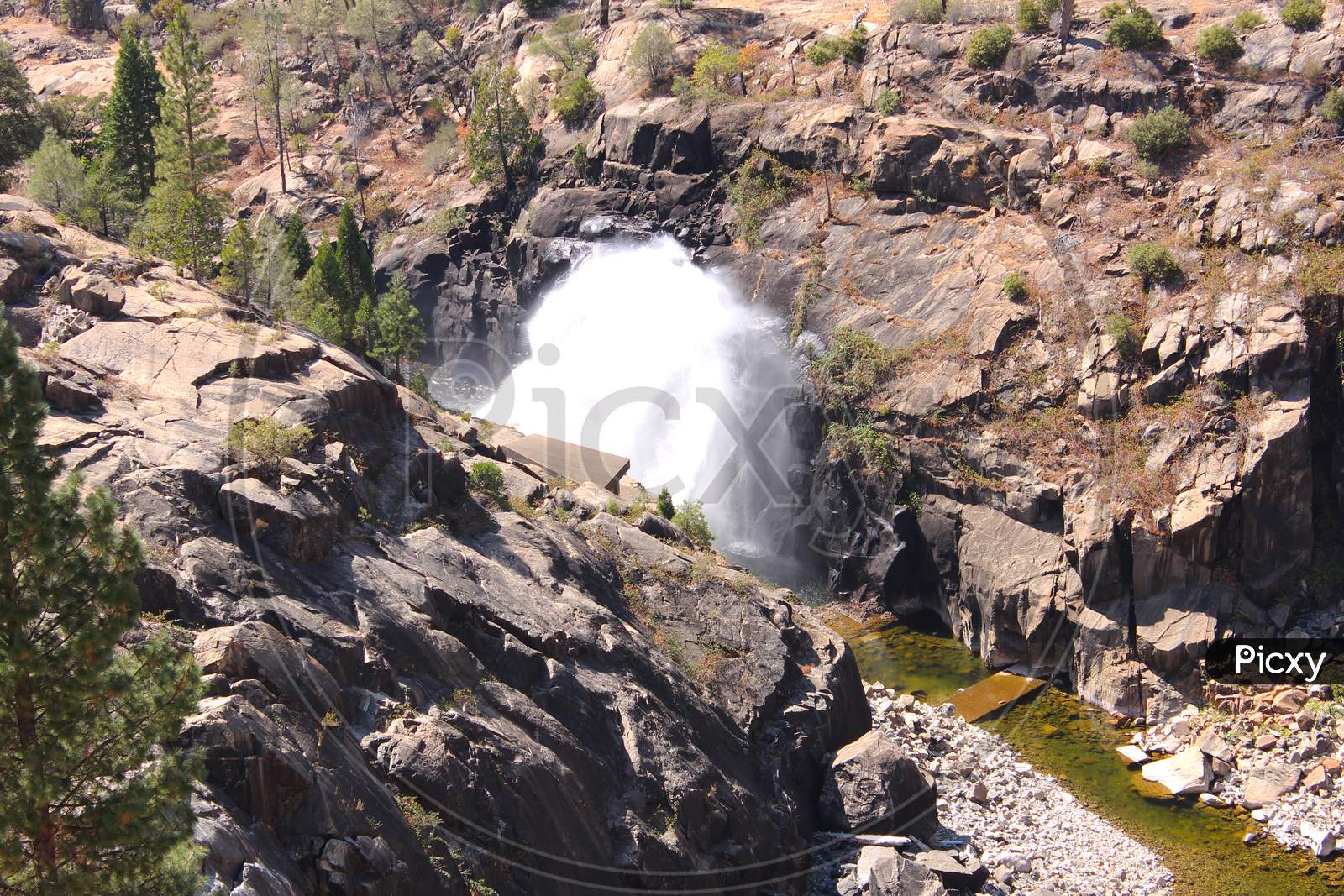 Water Gushing Out From Hetch Hetchy Dam, Yosemite National Park