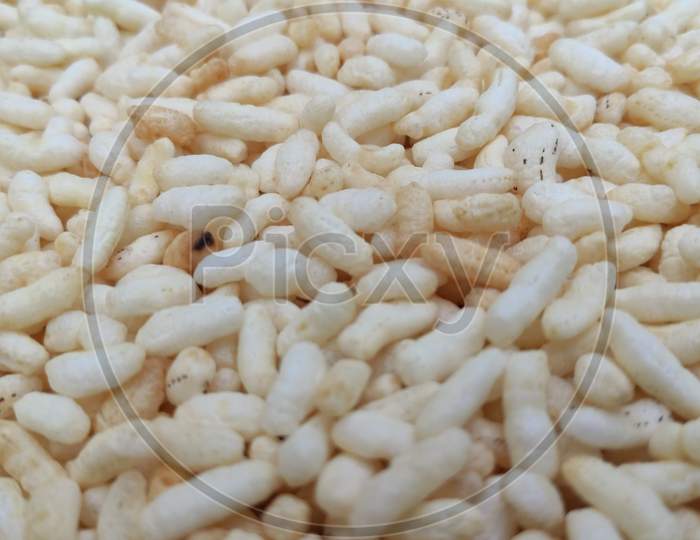 White puffed rice corn