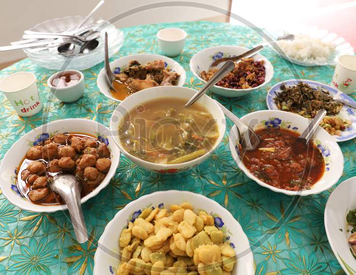 Burmese Dishes Served in a Bowls
