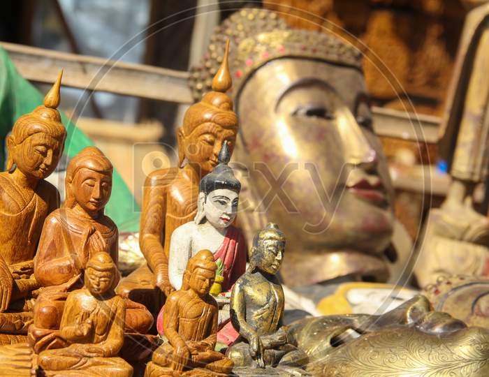 Close shot of Lord Buddha Idols