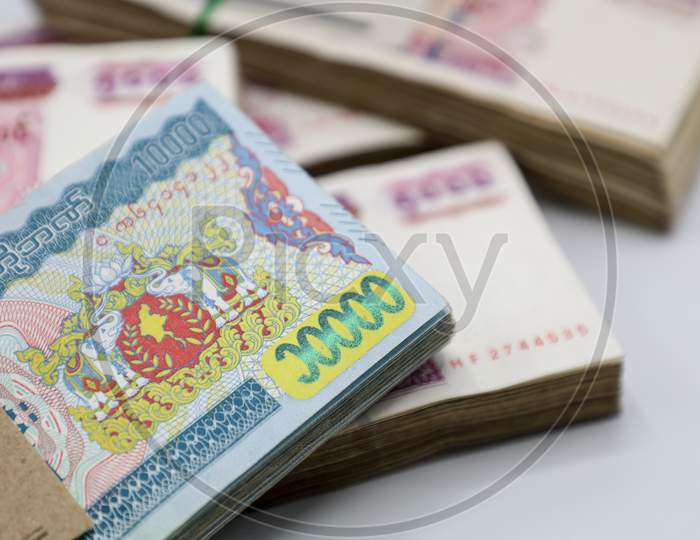 MANDALAY/MYANMAR - 07th January, 2020 : Myanmar Kyats Banknote, Money, Kyat Currency in Myanmar.