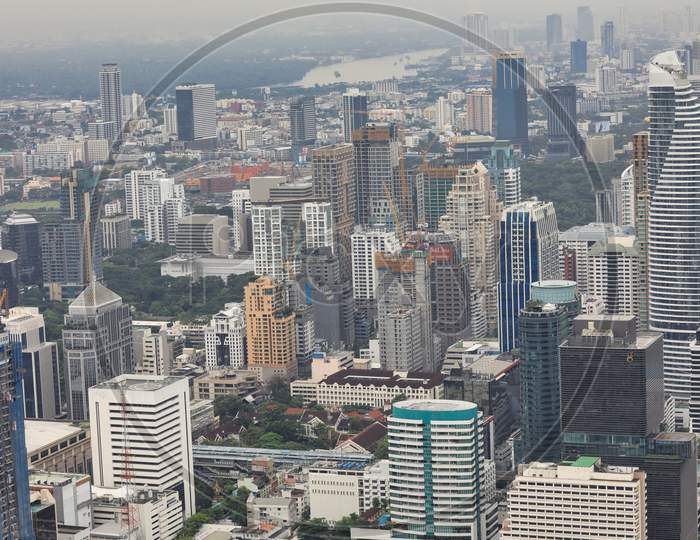 Buildings of Bangkok in Aerial View