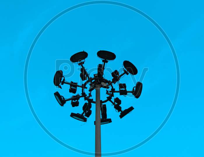 Street lamp isolated on blue background