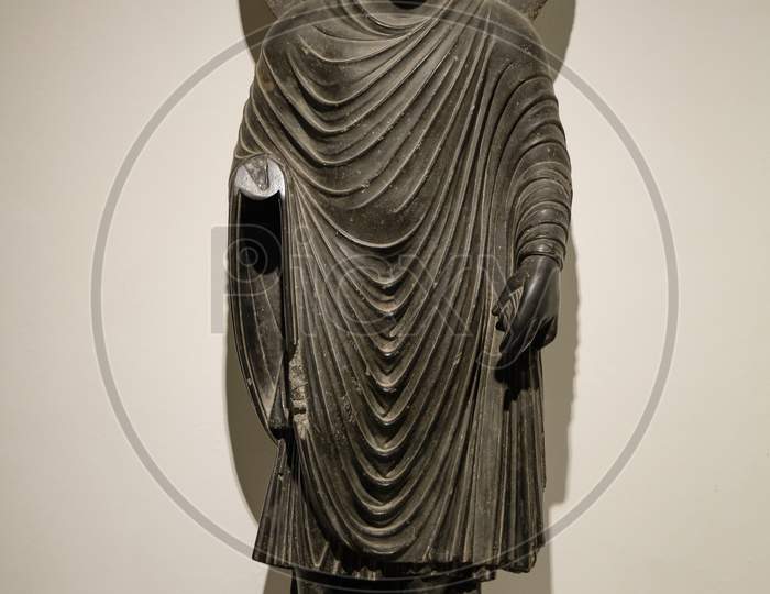 2Nd Century Greco-Buddhist Statue Of Standing Buddha From Gandhara, In The National Museum Of India In New Delhi