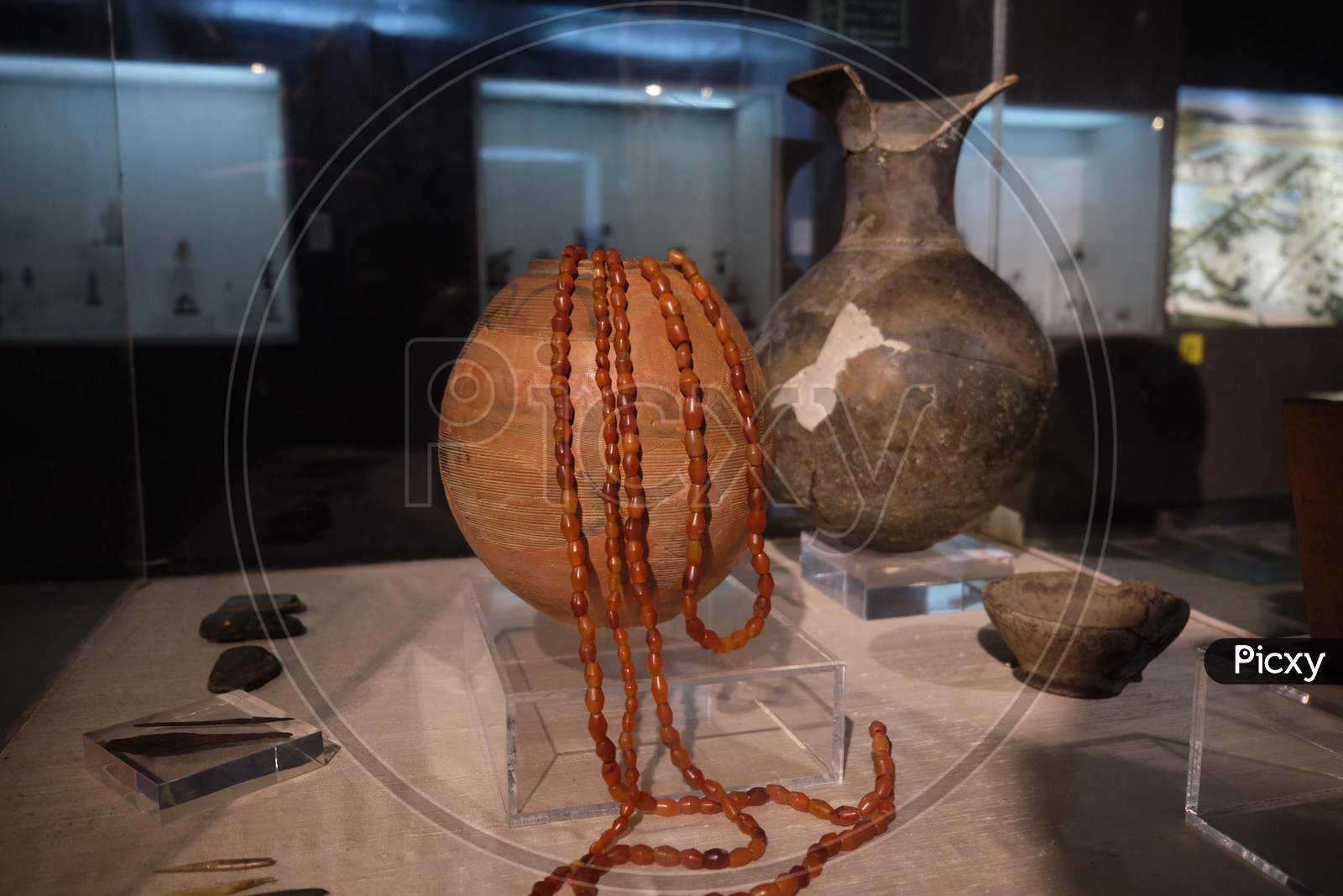 Ancient Pottery Of The Indus Valley Civilization In The National Museum Of India In New Delhi