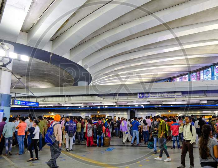 Rajiv Chowk Metro Station Of Delhi Metro System, Located Below Central Park Of Connaught Place In New Delhi, India