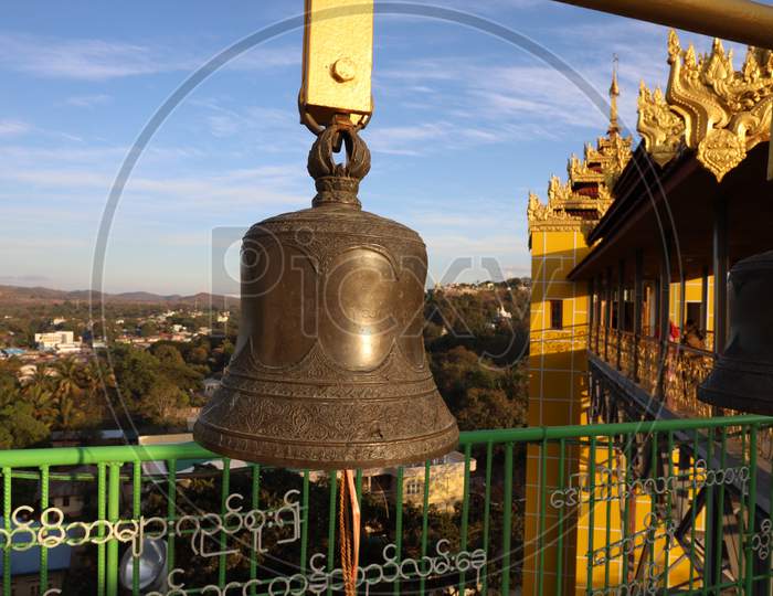 Bronze Bell in a Temple in Myanmar