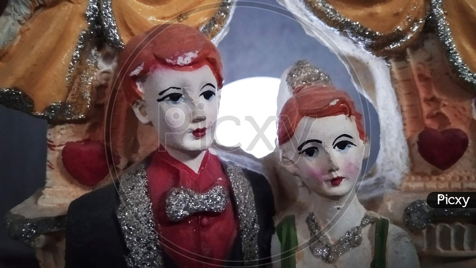 This is an image of bride and groom made by Clay art.