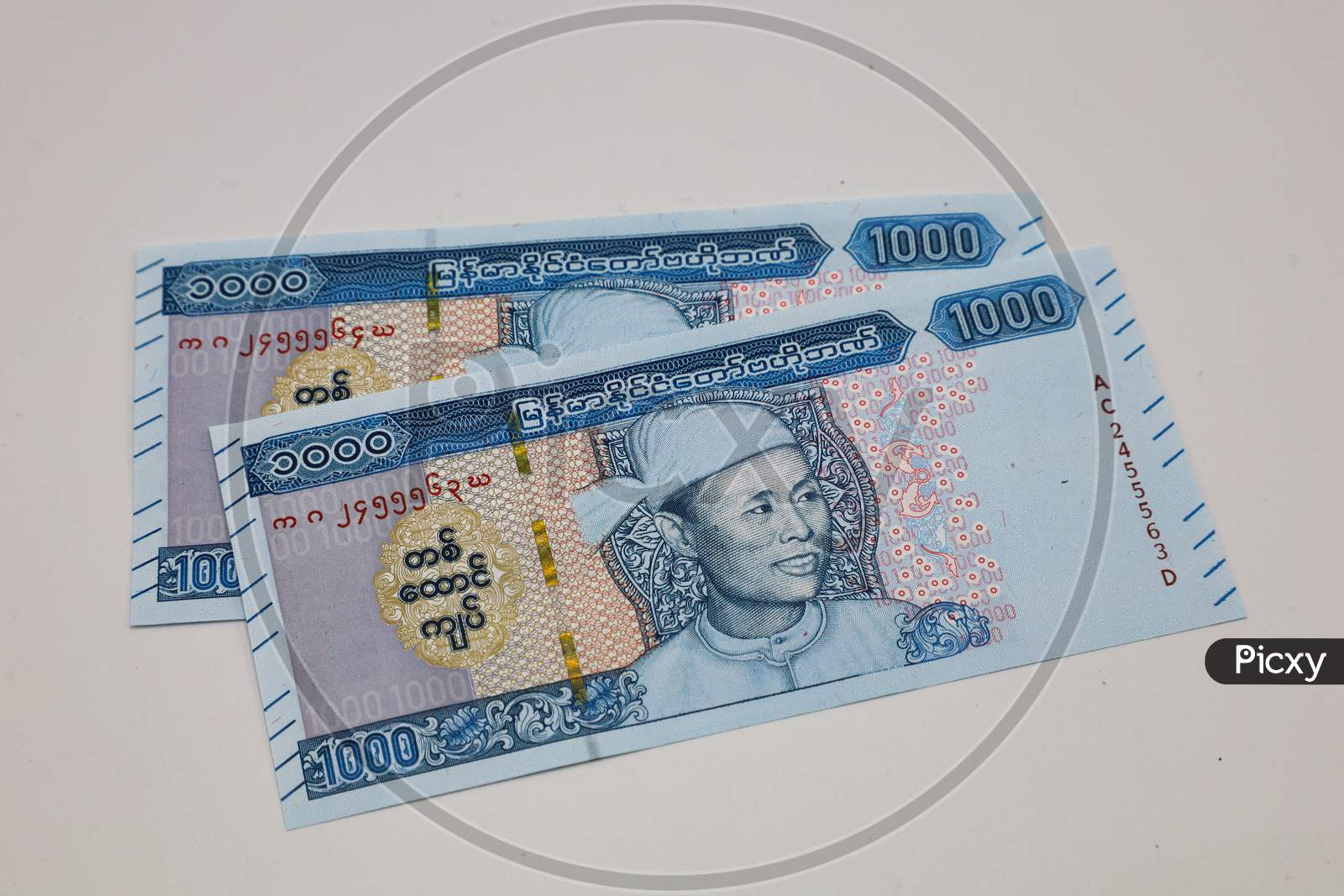 Myanmar Kyat Currency Notes isolated with White Background