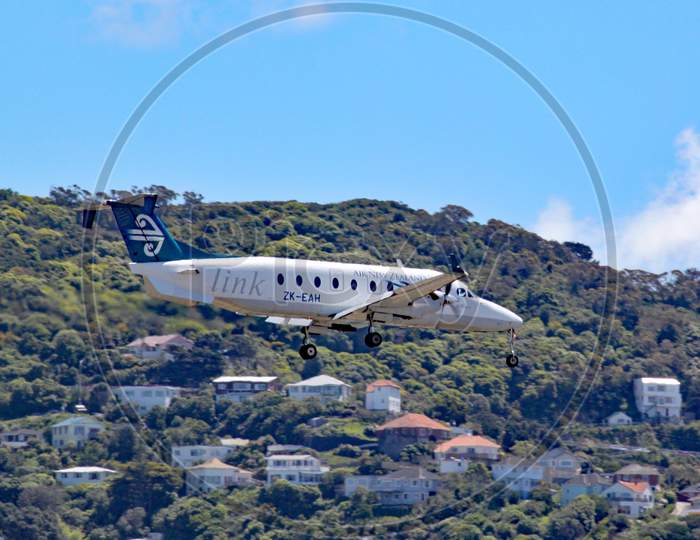 An Air New Zealand Beechcraft 1900D Comes In To Land At Wellington Airport, New Zealand