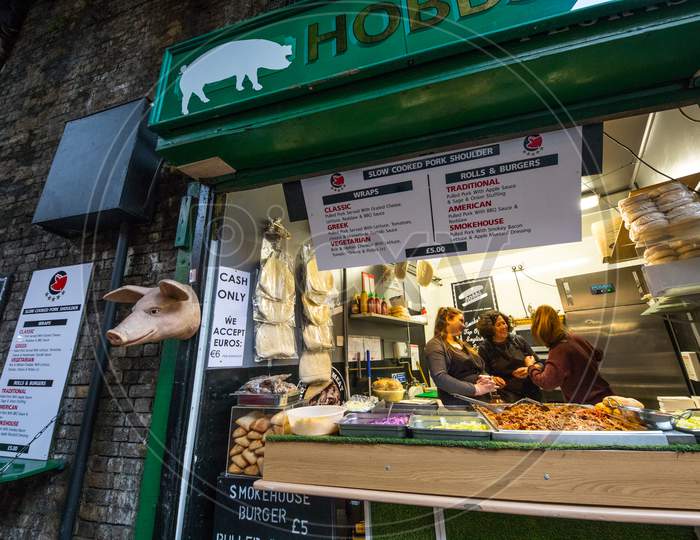 Meat Shops in Streets of London, UK