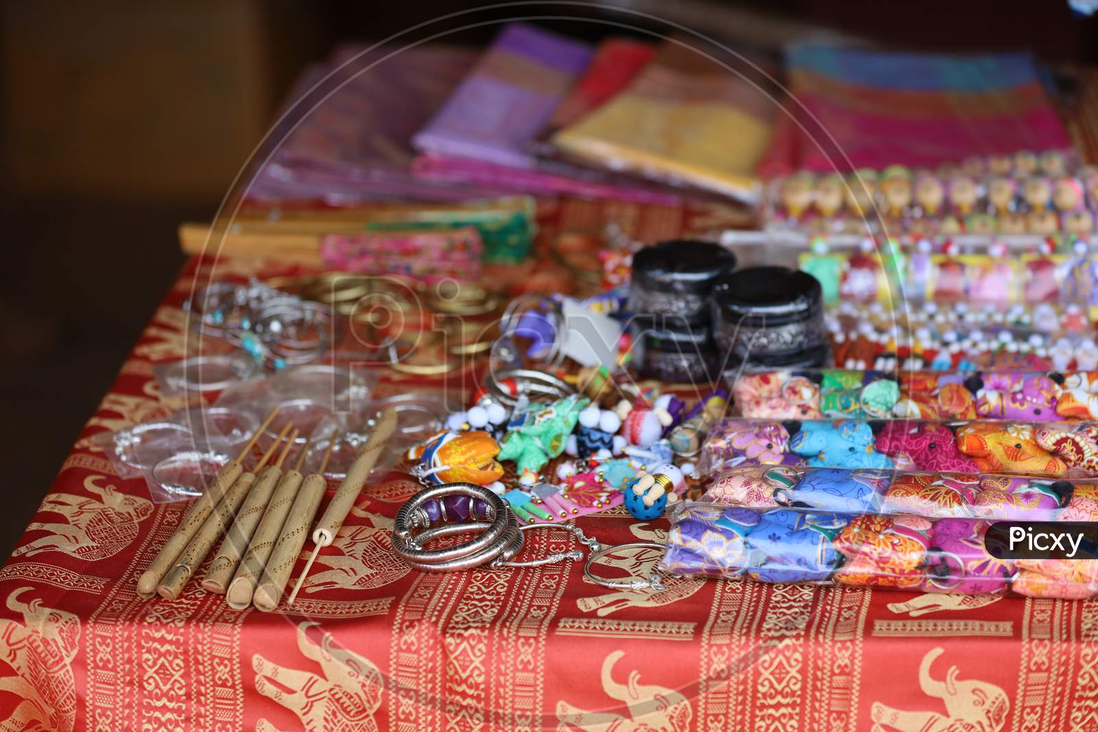 Bangle Items on a Display Table in a Shop