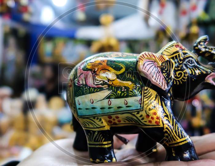 A colourful handmade Elephant sculpture