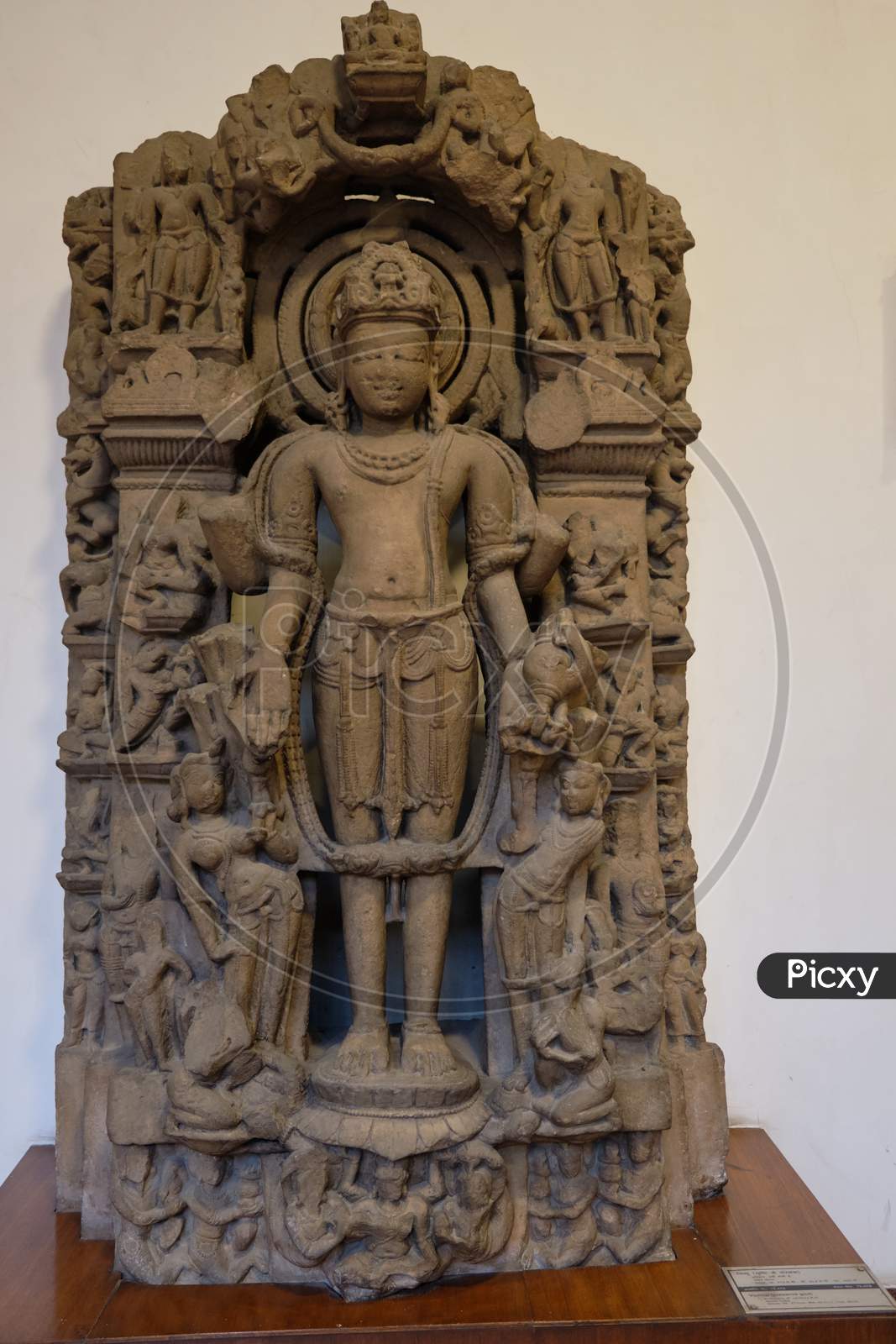 Stone Relief Of Hindu God Vishnu In The National Museum Of India In New Delhi