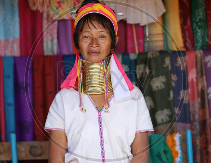 Portrait of a Myanmar Women with Neck Rings