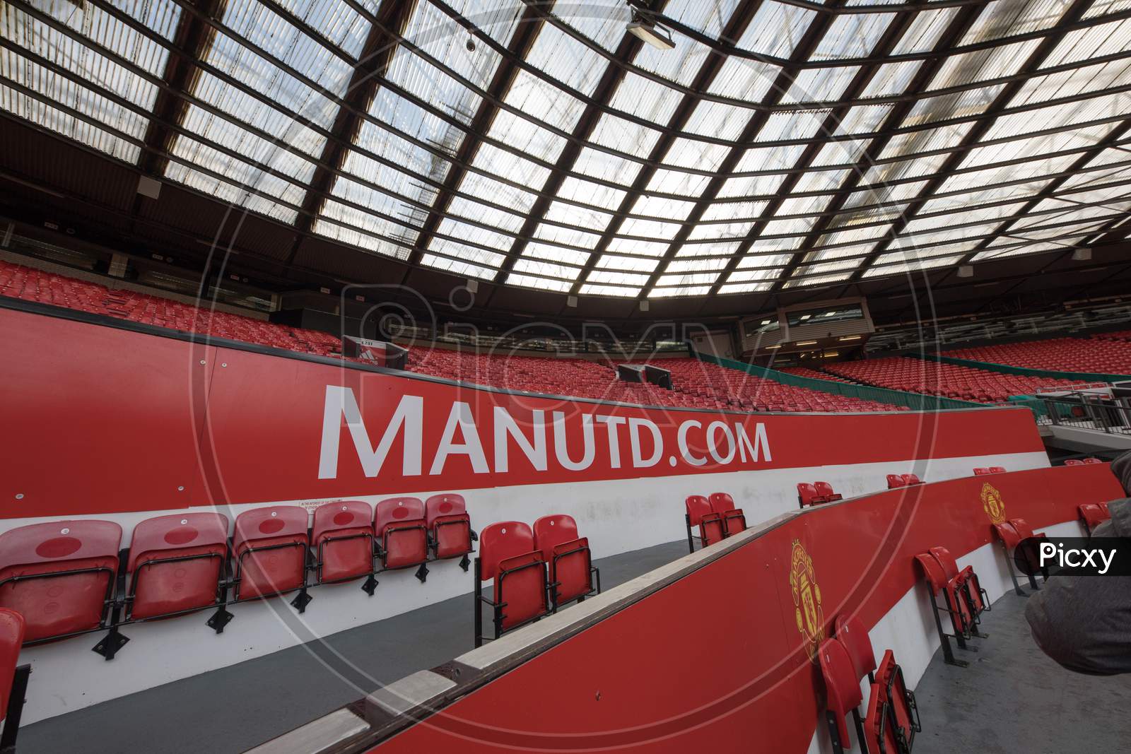 MANCHESTER, ENGLAND - 26 February, 2018 : Player Changing Room in The Old Trafford stadium in Manchester, England. Old Trafford is home of Manchester United football club.