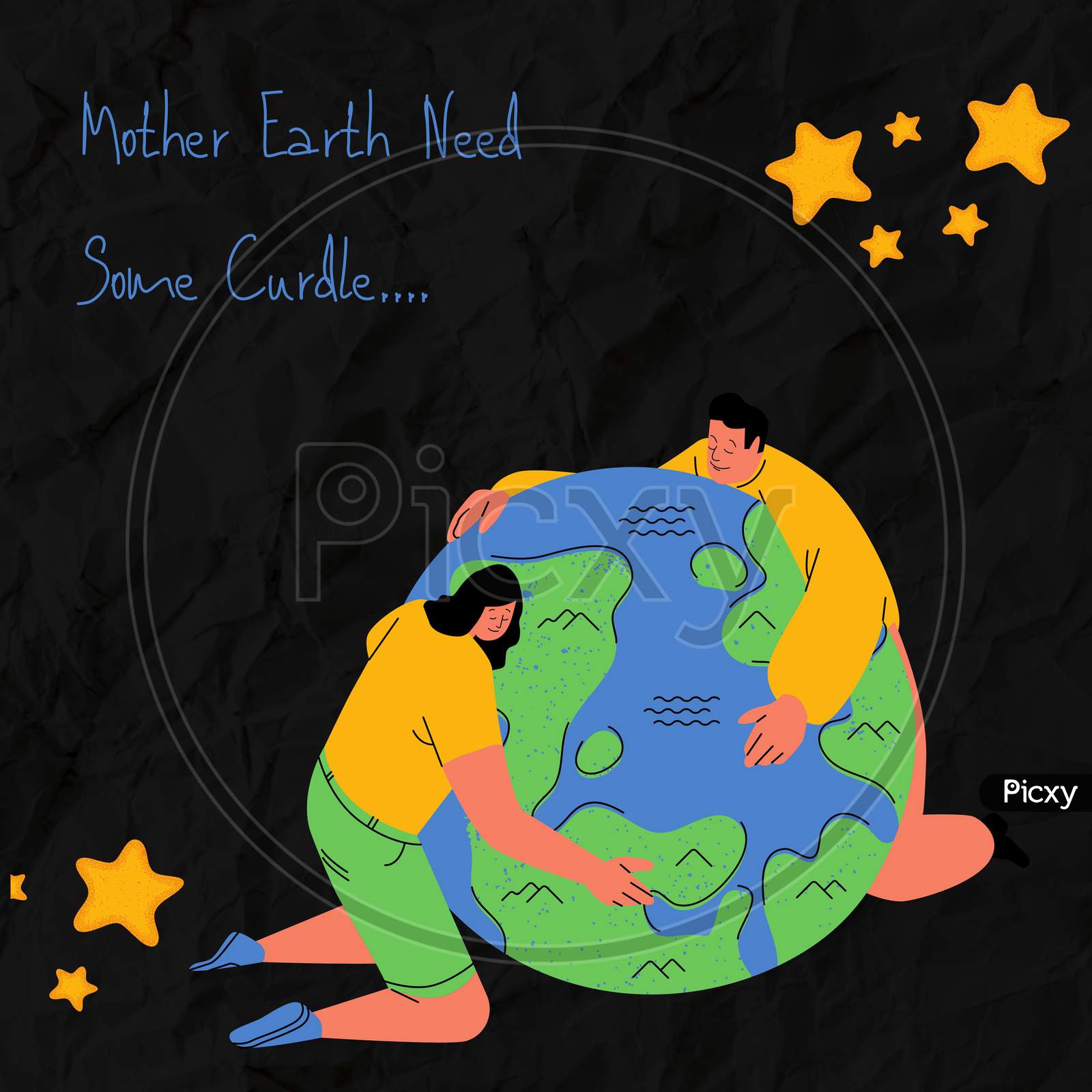 Earth day or save earth or love the earth illustration