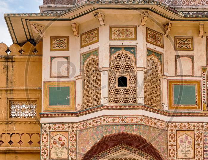 Ganesh Pol (Ganesh Gate) Entrance To The Royal Palace At The Amer Fort In Jaipur, Rajasthan, India