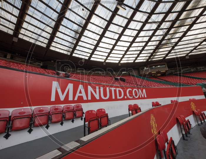 MANCHESTER, ENGLAND - 26 February, 2018 : Player Changing Room in The Old Trafford stadium in Manchester, England. Old Trafford is home of Manchester United football club.