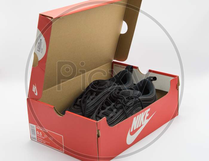 black nike shoes isolated on white background