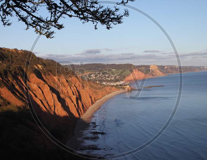 Peak hill cliff near Sidmouth in Devon. Part of the South West Coastal path.
