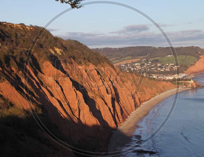 Peak hill cliff near Sidmouth in Devon. Part of the South West Coastal path.