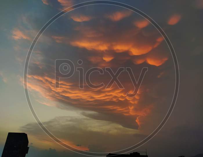 Clouds cover glow evening pink clouds Haldwani on 5th May 2020